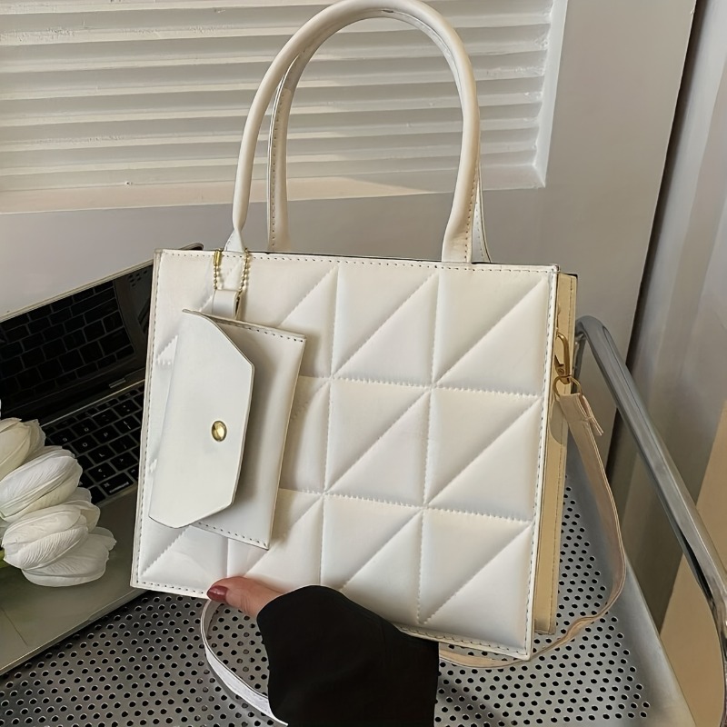 Stylish Quilted Tote Bag, Stru - Top Handle Structured avaliação e preço