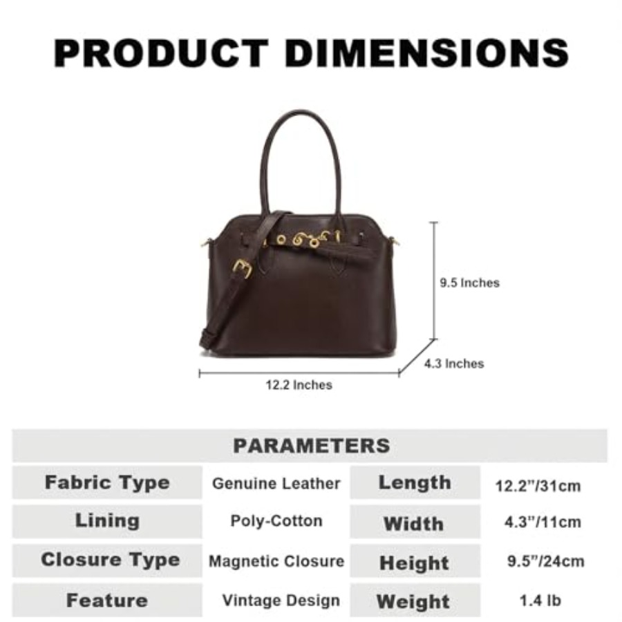 Genuine Leather Satchel Crossb - Top Handle Structured avaliação e preço