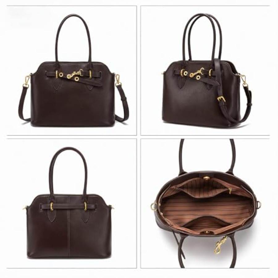 Genuine Leather Satchel Crossb - Top Handle Structured avaliação e preço