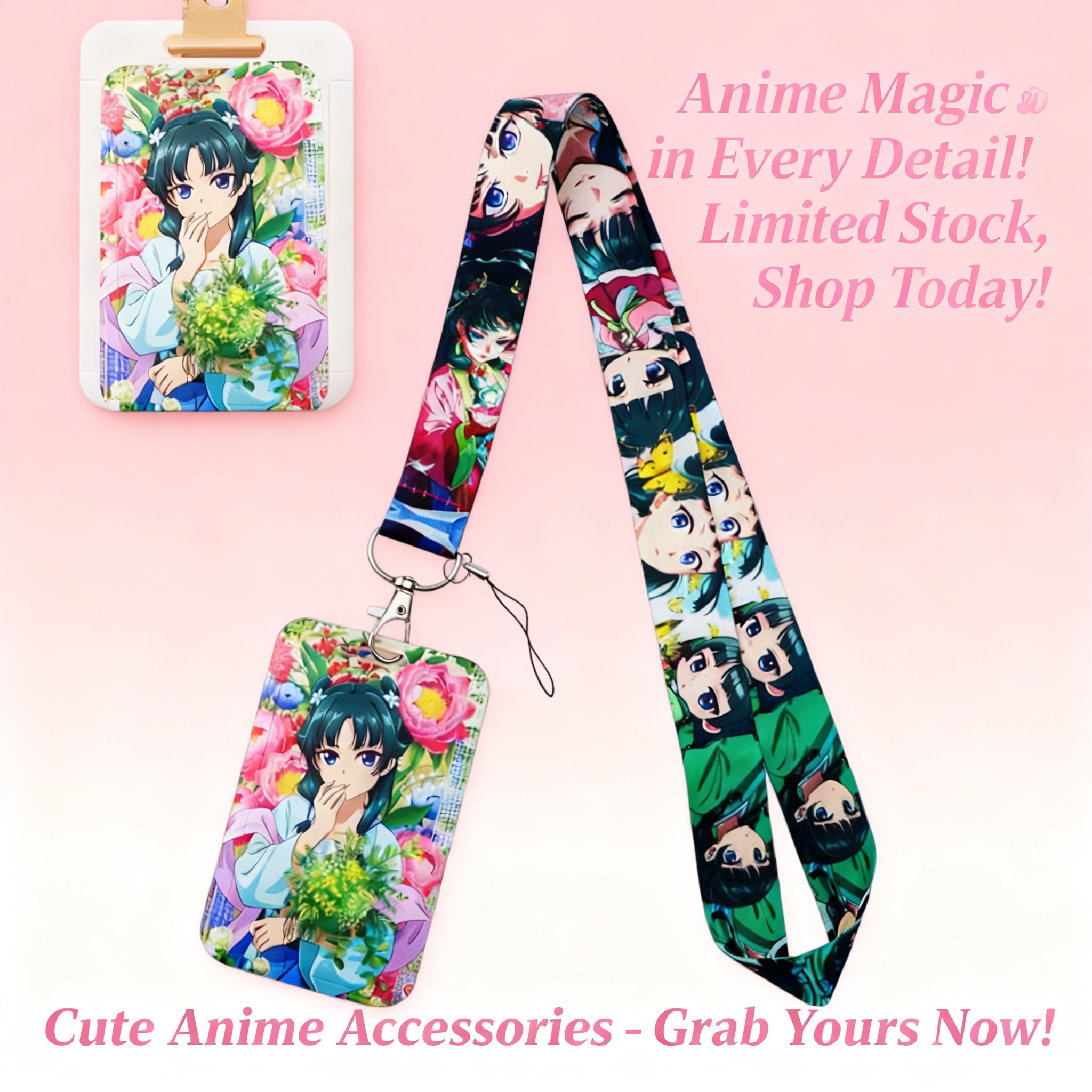 Cute Anime Girl Lanyard Neck S - Women'S Japanese Bags avaliação e preço
