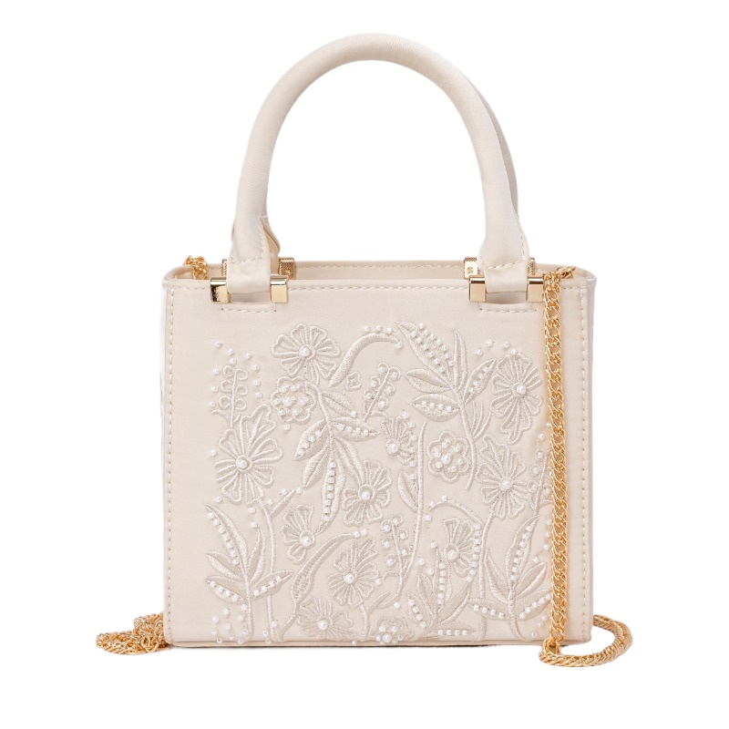 Embroidered Pearl Handbag Vint - Top Handle Structured avaliação e preço