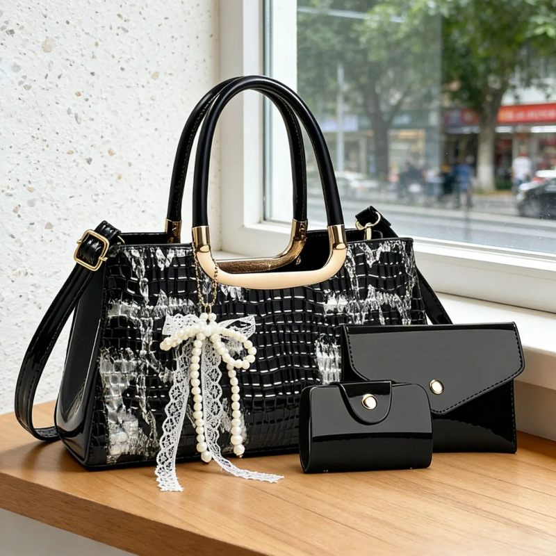 Women's Handbag Set, Crocodile - Women Bags Accessories avaliação e preço