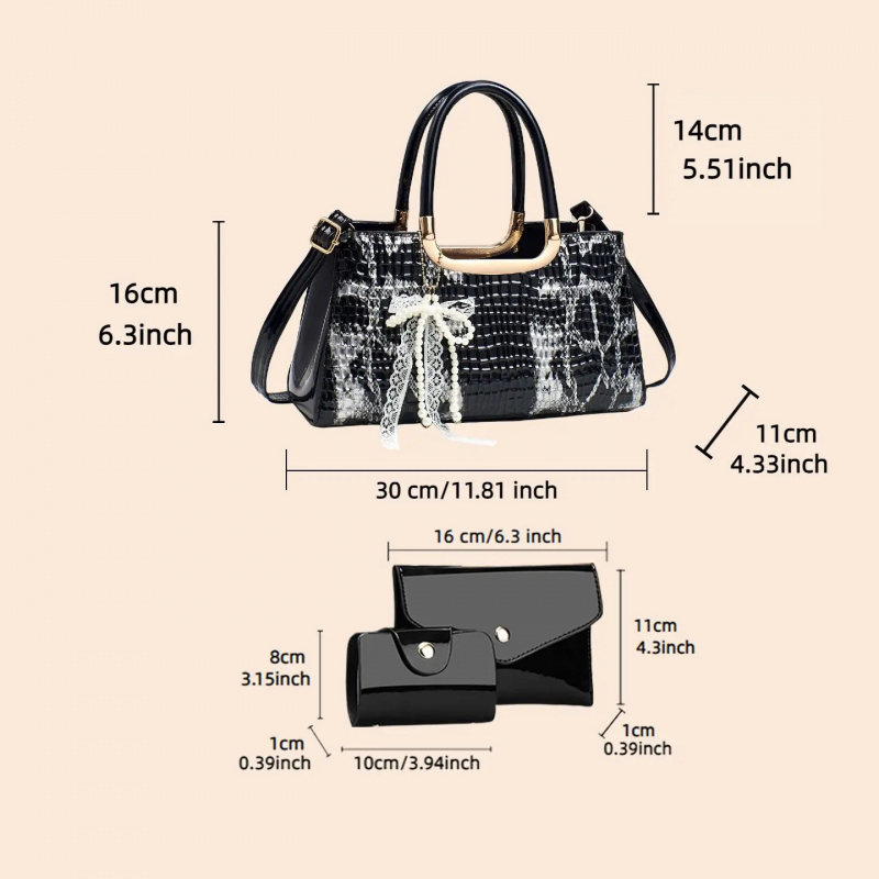 Women's Handbag Set, Crocodile - Women Bags Accessories avaliação e preço