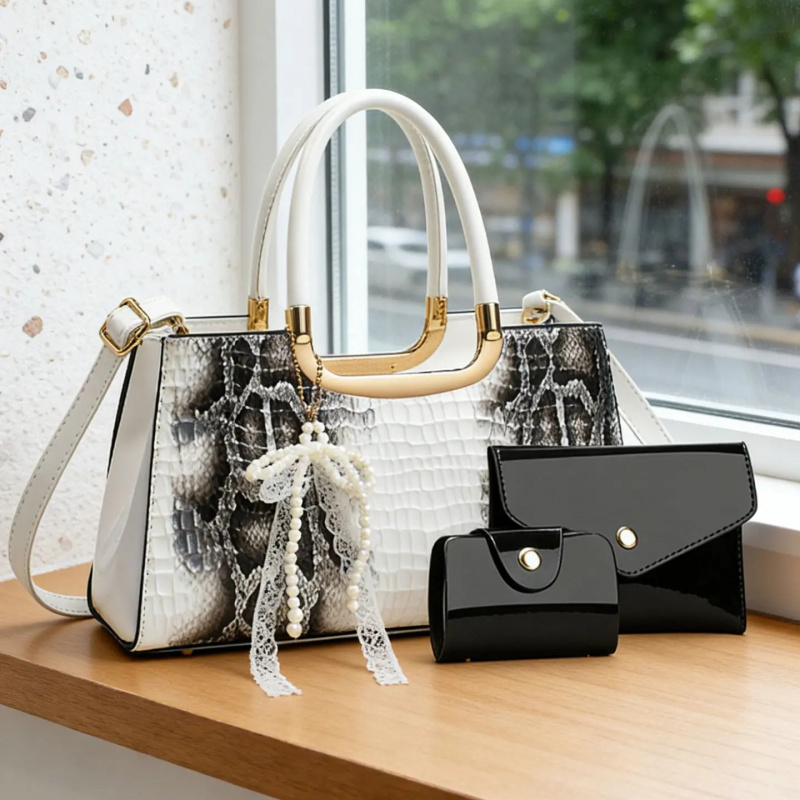 Women's Handbag Set, Crocodile - Women Bags Accessories avaliação e preço