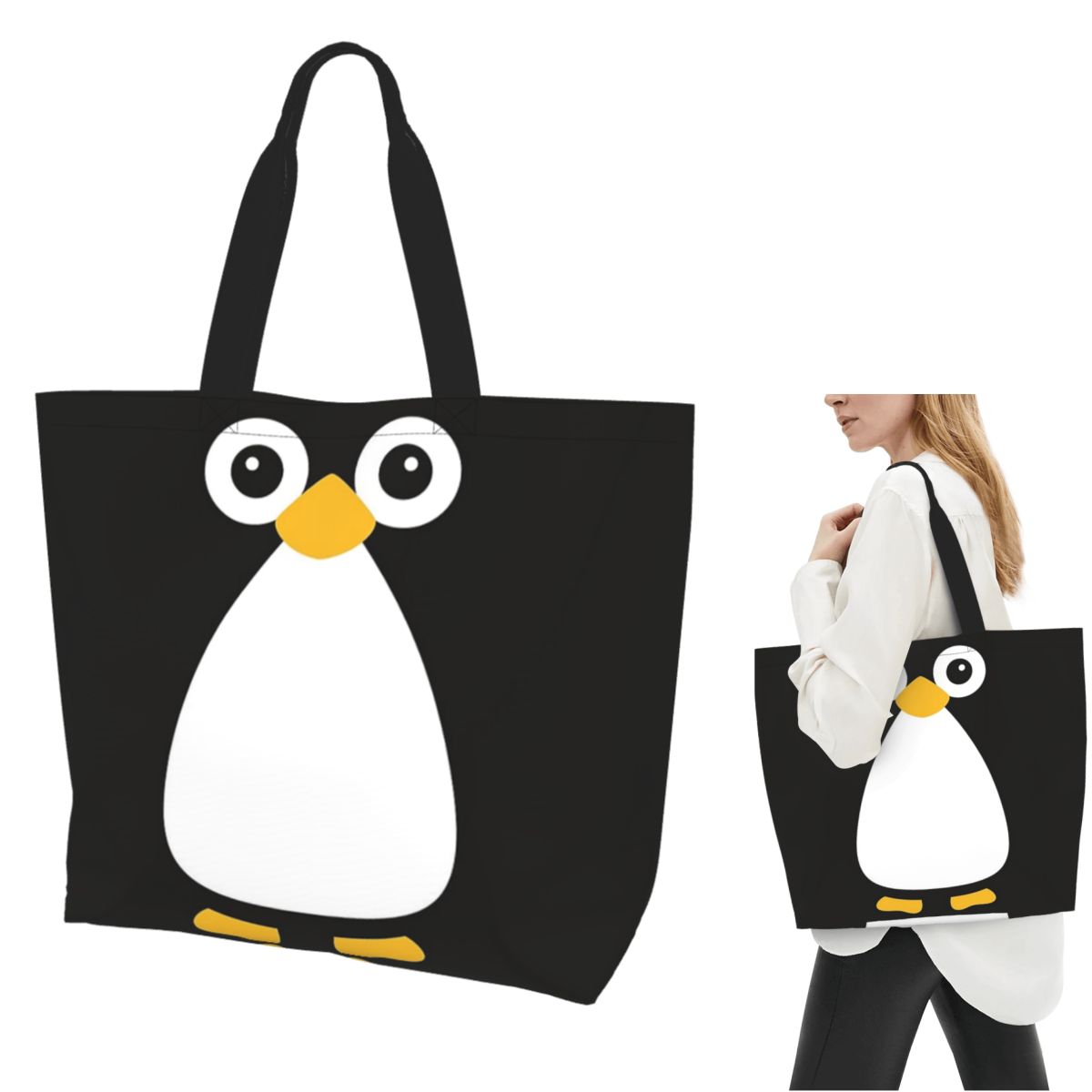 Cute Vector Penguin Shopping T - Women Bags Vector avaliação e preço